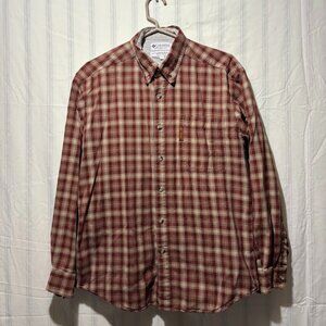 Columbia Mens Plaid Long Sleeve Casual Button Down Cotton Shirt Size Small
